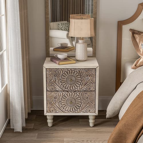 Vintage-Style 2-Piece Nightstand Set in Light Gray