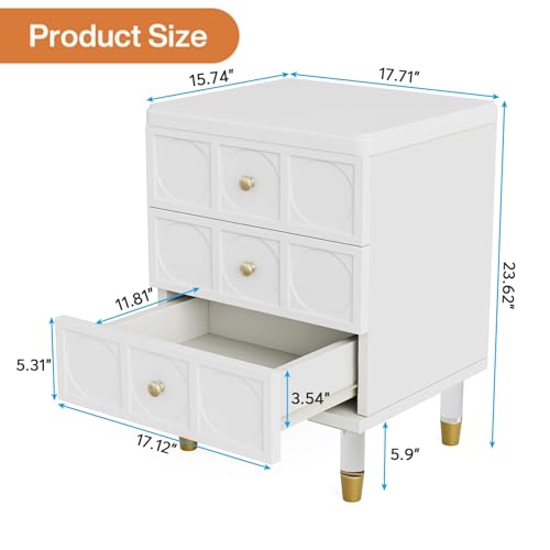 Modern White Nightstands Set of 2 with Drawers