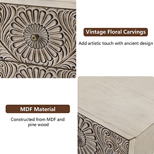 Vintage-Style 2-Piece Nightstand Set in Light Gray