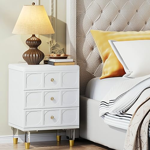 Modern White Nightstands Set of 2 with Drawers