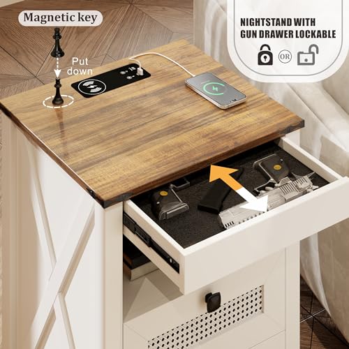 Set of 2 LED Bedside Tables with Charging Station