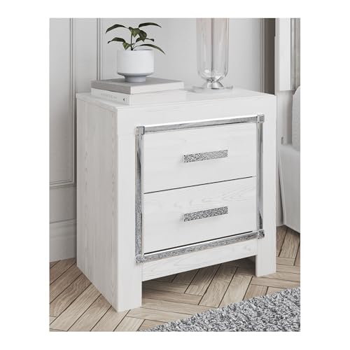 Altyra Glam White 2 Drawer Nightstand