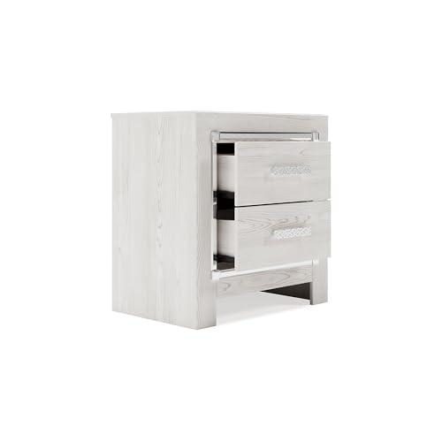 Altyra Glam White 2 Drawer Nightstand