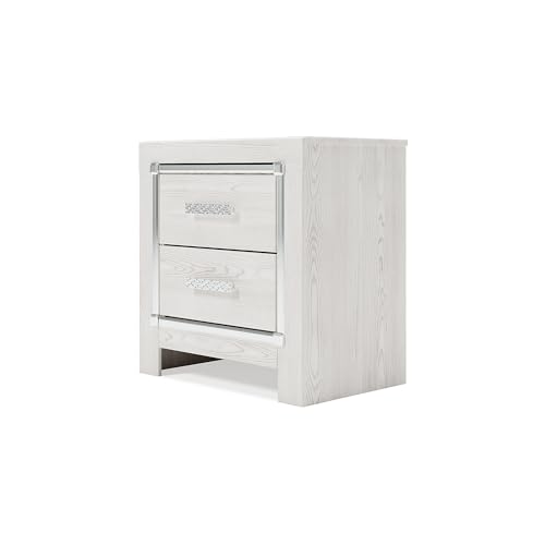 Altyra Glam White 2 Drawer Nightstand