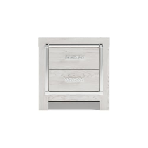 Altyra Glam White 2 Drawer Nightstand