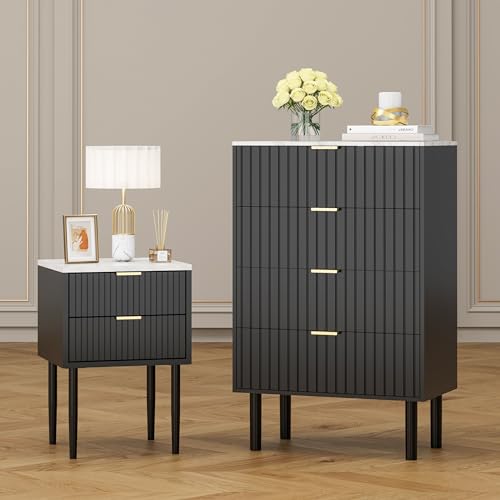 Modern 3-Piece Black Dresser and Nightstand Set
