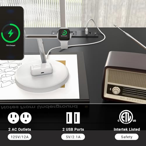 Modern Black Nightstand Set with Charging Station