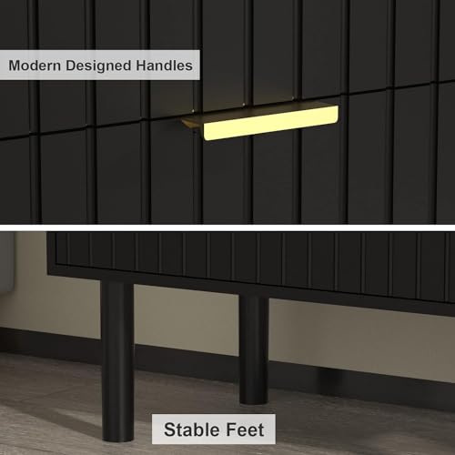 Modern 3-Piece Black Dresser and Nightstand Set