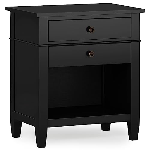 SIMPLIHOME 24-Inch Black Wood Night Stand