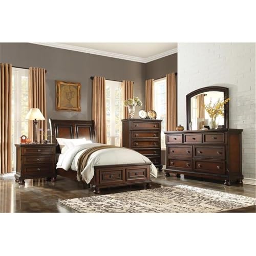 Brown Cherry Traditional 3-Drawer Wood Nightstand