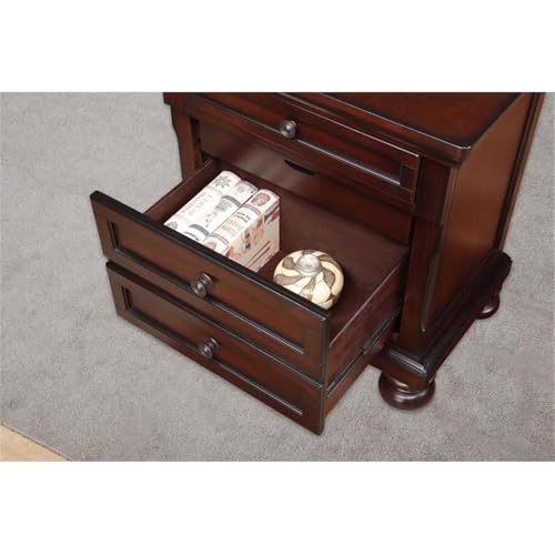 Brown Cherry Traditional 3-Drawer Wood Nightstand