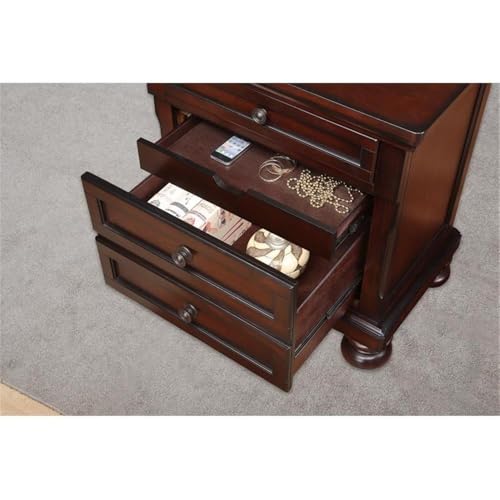 Brown Cherry Traditional 3-Drawer Wood Nightstand