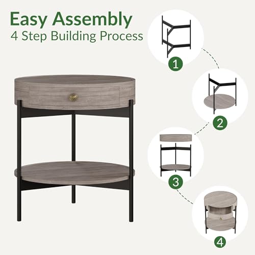 ODIKA Beverly Hills Mid Century Round Side Table