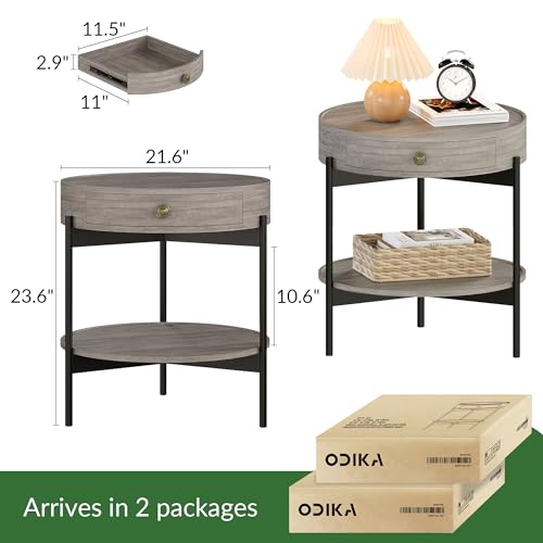 ODIKA Beverly Hills Mid Century Round Side Table