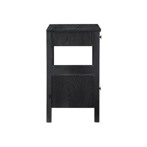 Delano Black Wood 2-Drawer Modern Nightstand