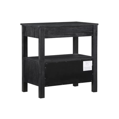 Delano Black Wood 2-Drawer Modern Nightstand