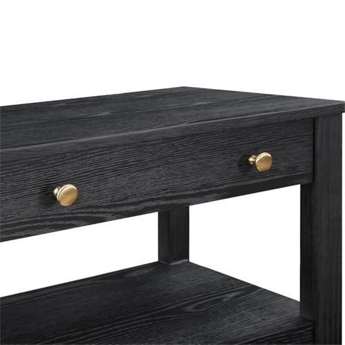 Delano Black Wood 2-Drawer Modern Nightstand