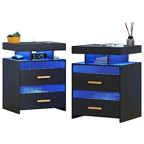 Dystler LED Nightstand Set with USB Charging