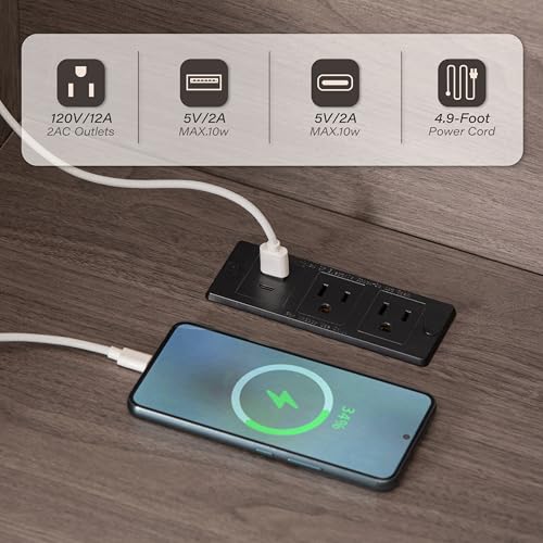 Fluted Nightstand Set with Charging Station, Grey Wash