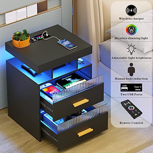 Dystler LED Nightstand Set with USB Charging