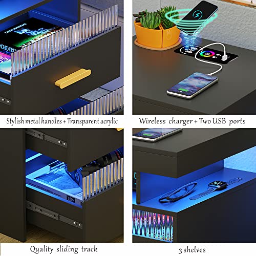 Dystler LED Nightstand Set with USB Charging
