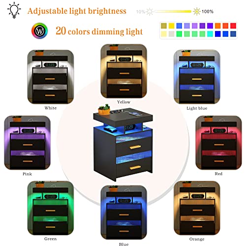 Dystler LED Nightstand Set with USB Charging