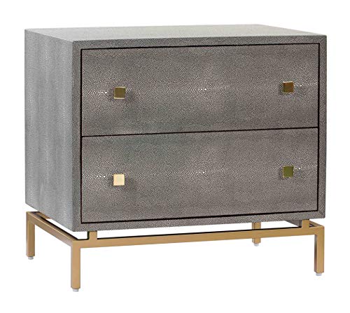 Modern Grey 2-Drawer Textured Nightstand by TOV