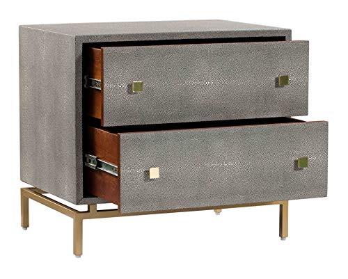 Modern Grey 2-Drawer Textured Nightstand by TOV