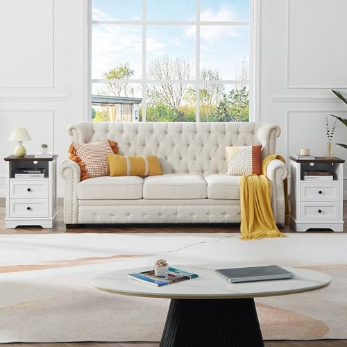 Farmhouse End Table Set with Charging Station