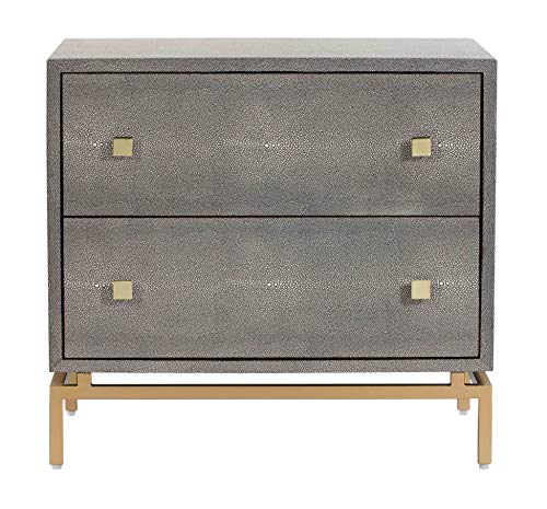Modern Grey 2-Drawer Textured Nightstand by TOV