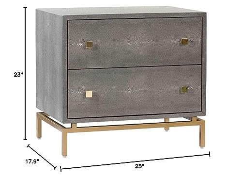 Modern Grey 2-Drawer Textured Nightstand by TOV