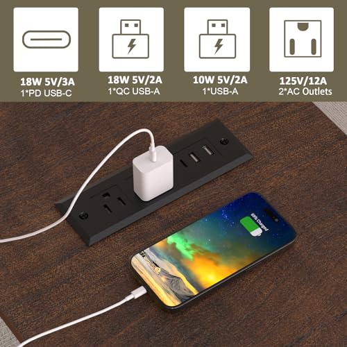 REDAYFUR Set of 2 Cherry Nightstands with Charging Station