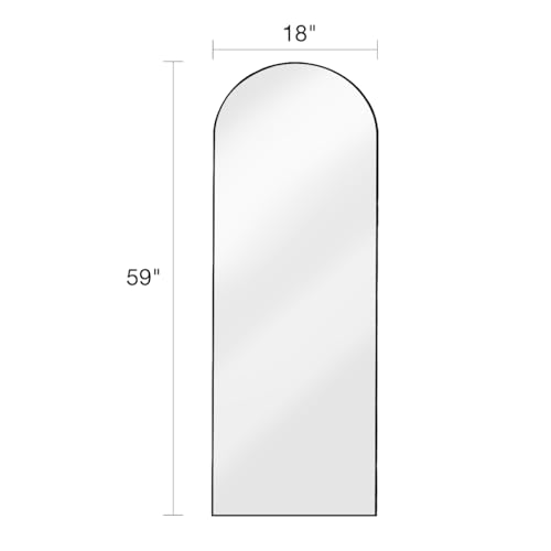 Arched Black Full-Length Floor Mirror with Stand