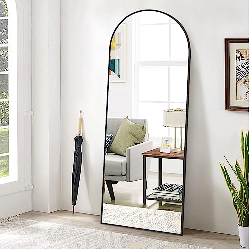 Arched Top Full Length Black Floor Mirror
