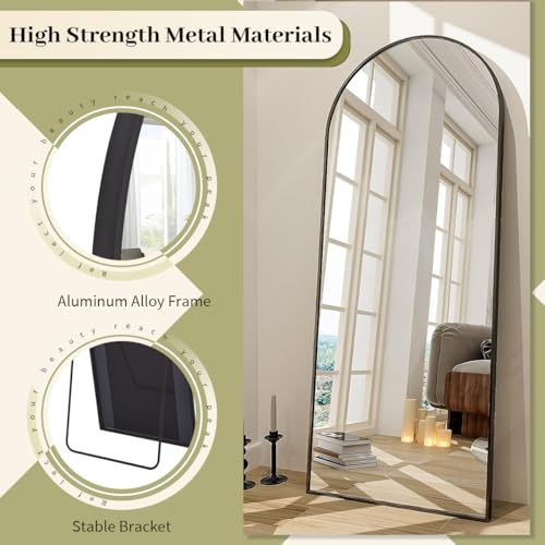 Arched Top Full Length Black Floor Mirror