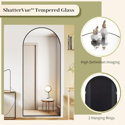 Arched Top Full Length Black Floor Mirror