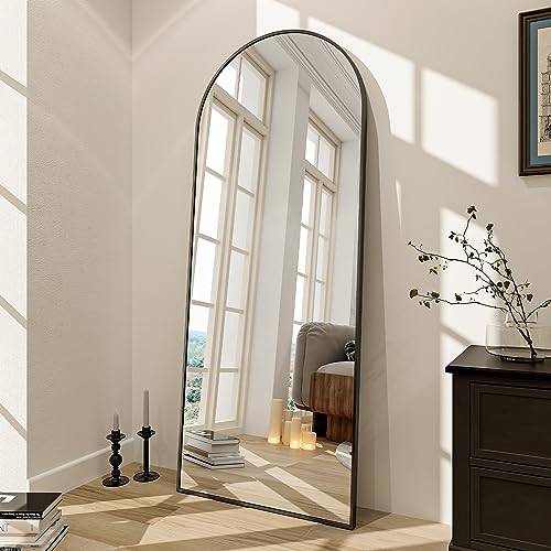 Arched Top Full Length Black Floor Mirror