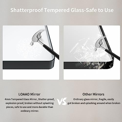 Matte Black Large Rounded Rectangle Bathroom Mirror