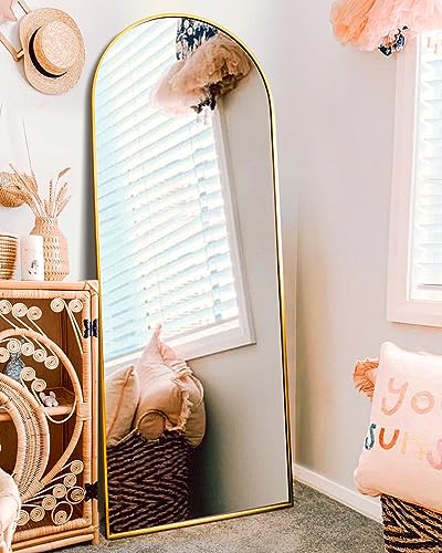 Gold Arched Full Length Floor Mirror, 18"x58