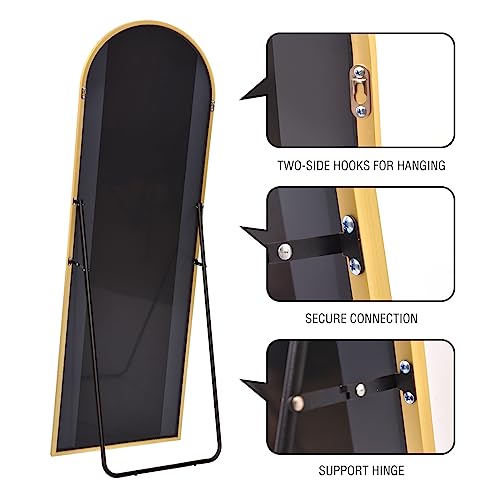 Gold Arched Full Length Floor Mirror, 18"x58