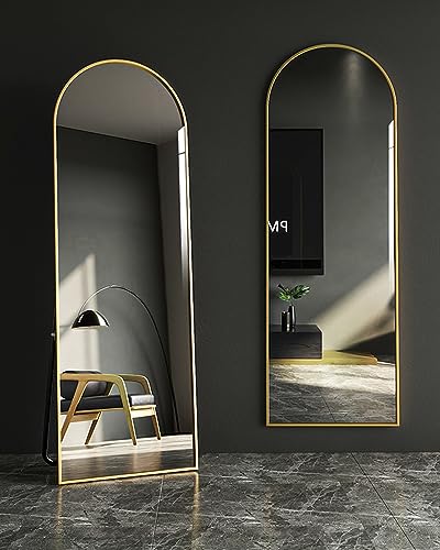 Gold Arched Full Length Floor Mirror, 18"x58