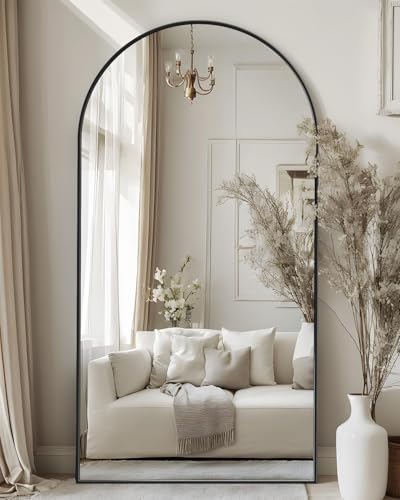 Freestanding Arch Full Length Floor Mirror - Black