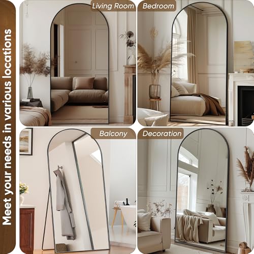 Freestanding Arch Full Length Floor Mirror - Black
