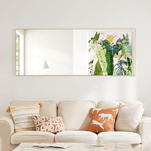 Gold Full-Length Floor Mirror with Stand and Frame