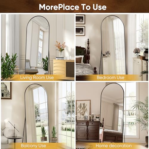 Antok 71" Arched Full-Length Floor Mirror - Black