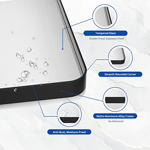 Matte Black Metal Framed Bathroom Mirror 48"x30