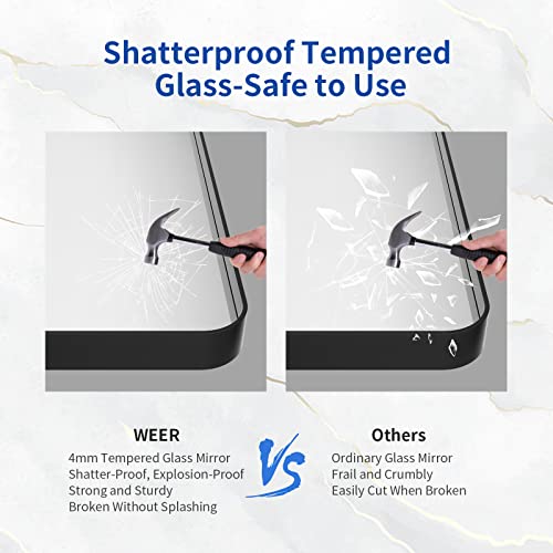 Matte Black Metal Framed Bathroom Mirror 48"x30