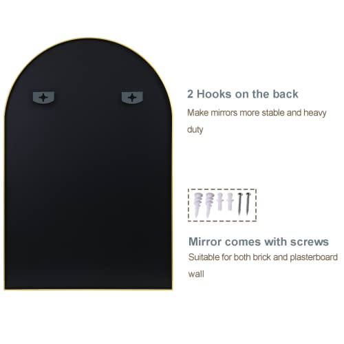 Gold Framed Arched Wall Mirror for Home Decor