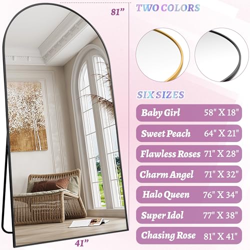 Arched Black Full Length Freestanding Floor Mirror