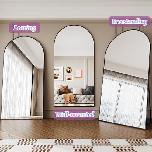 Arched Black Full Length Freestanding Floor Mirror